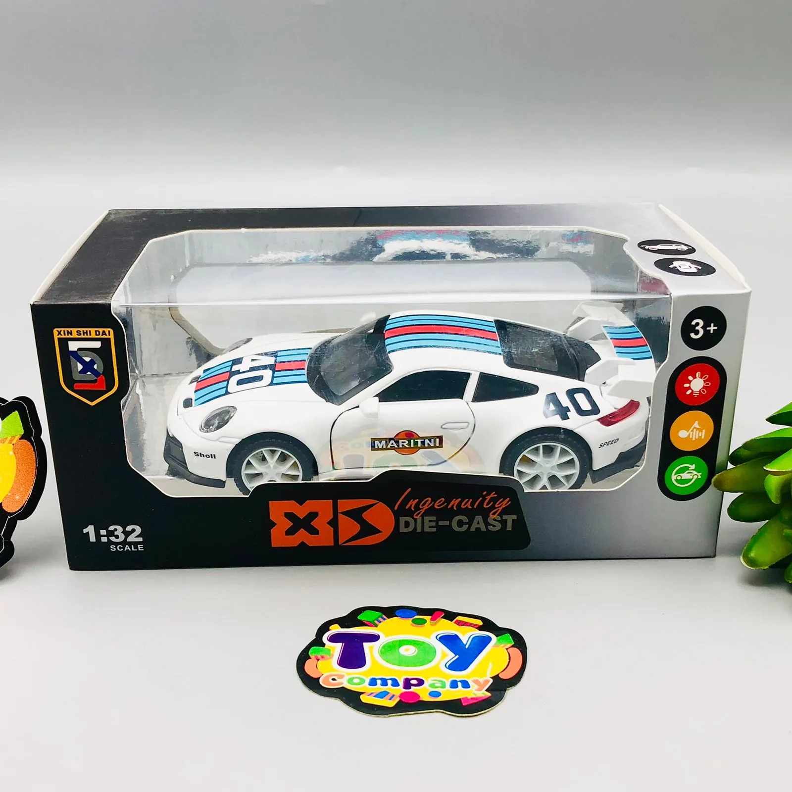 1:32 Diecast Printed Model Car With Light & Sound - Assortment