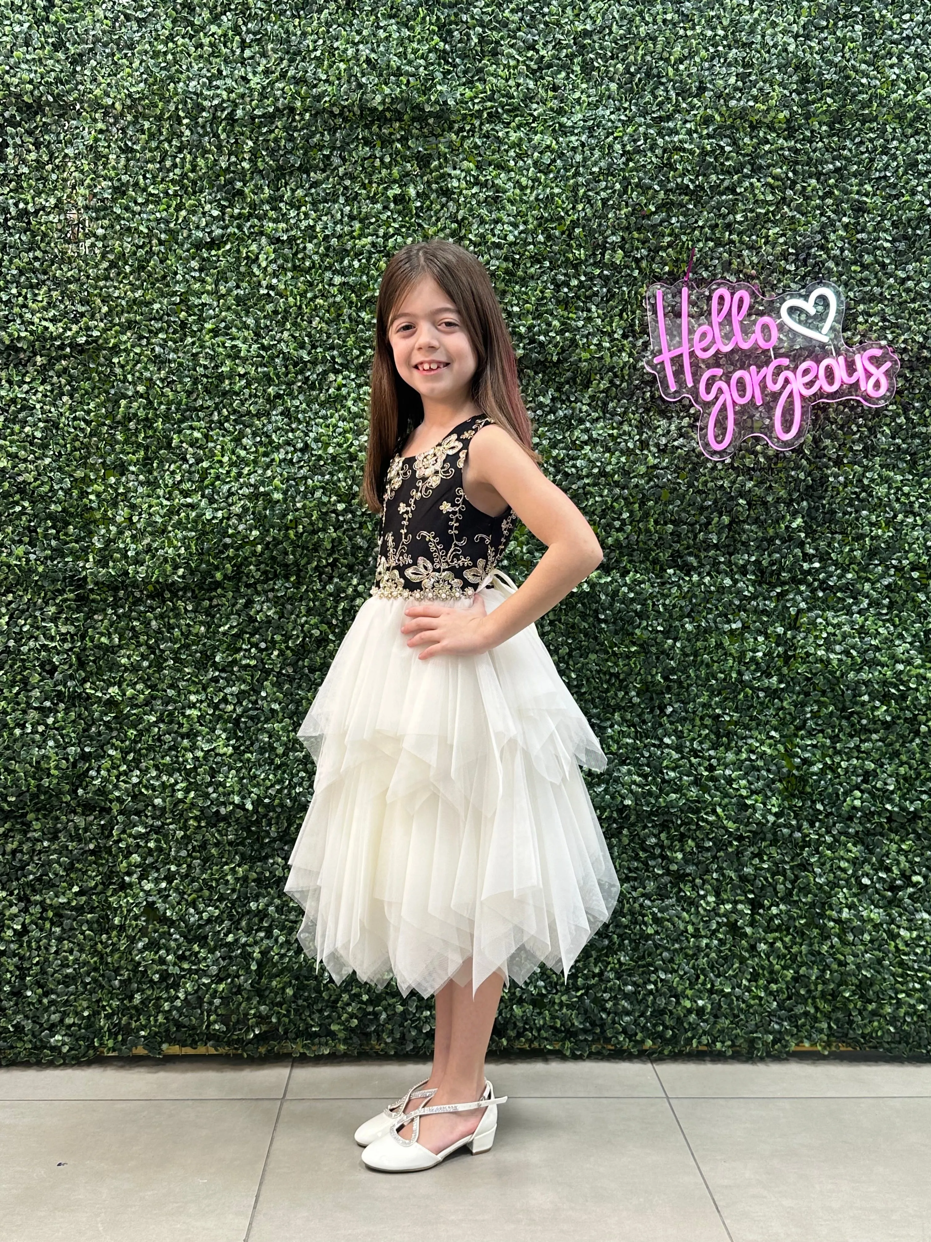 Candlelight Black Sequin & Floral Designer Dress