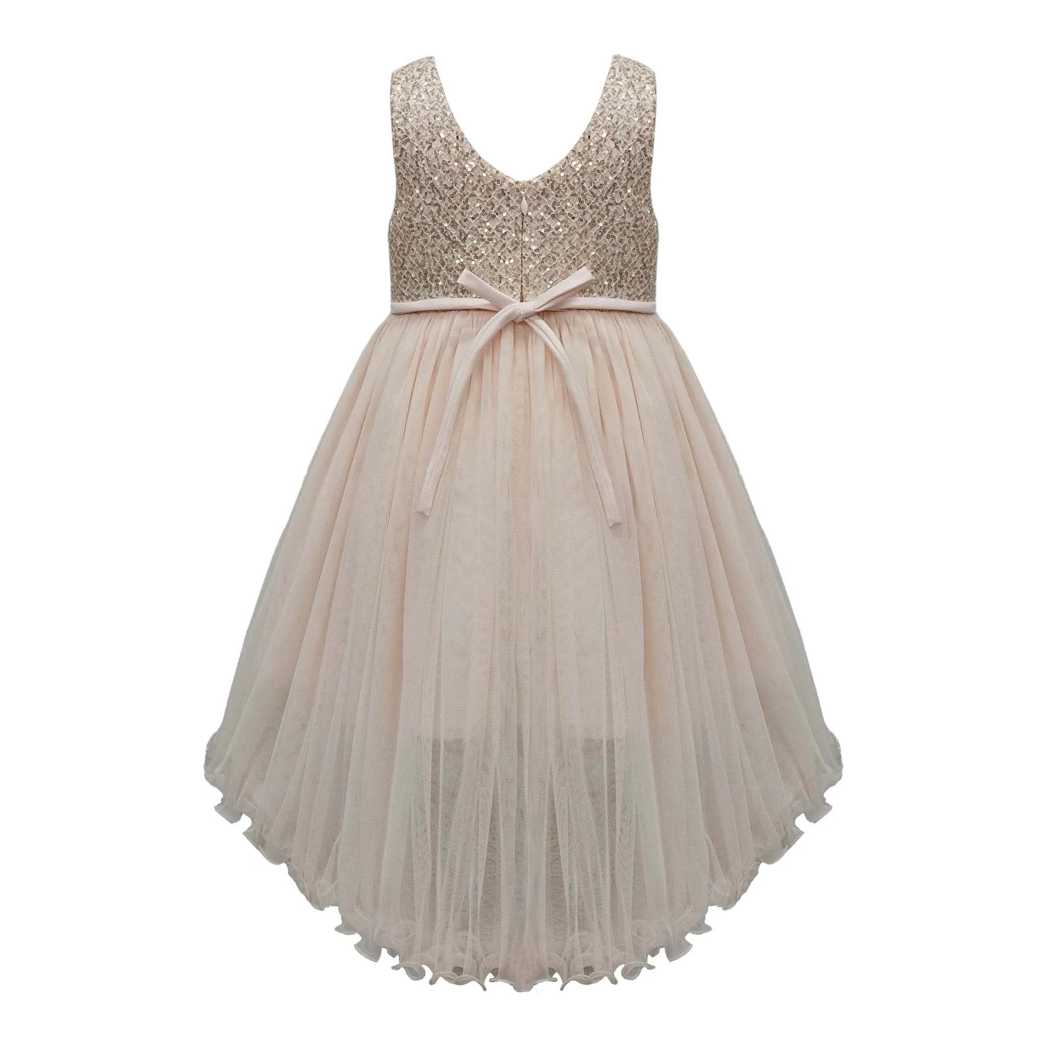 Champagne Full Layered Ruffle Dress