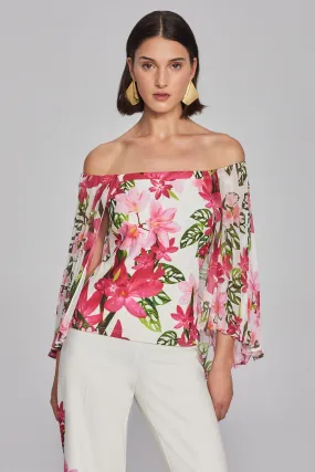 Floral Print Chiffon Off-the-Shoulder Top