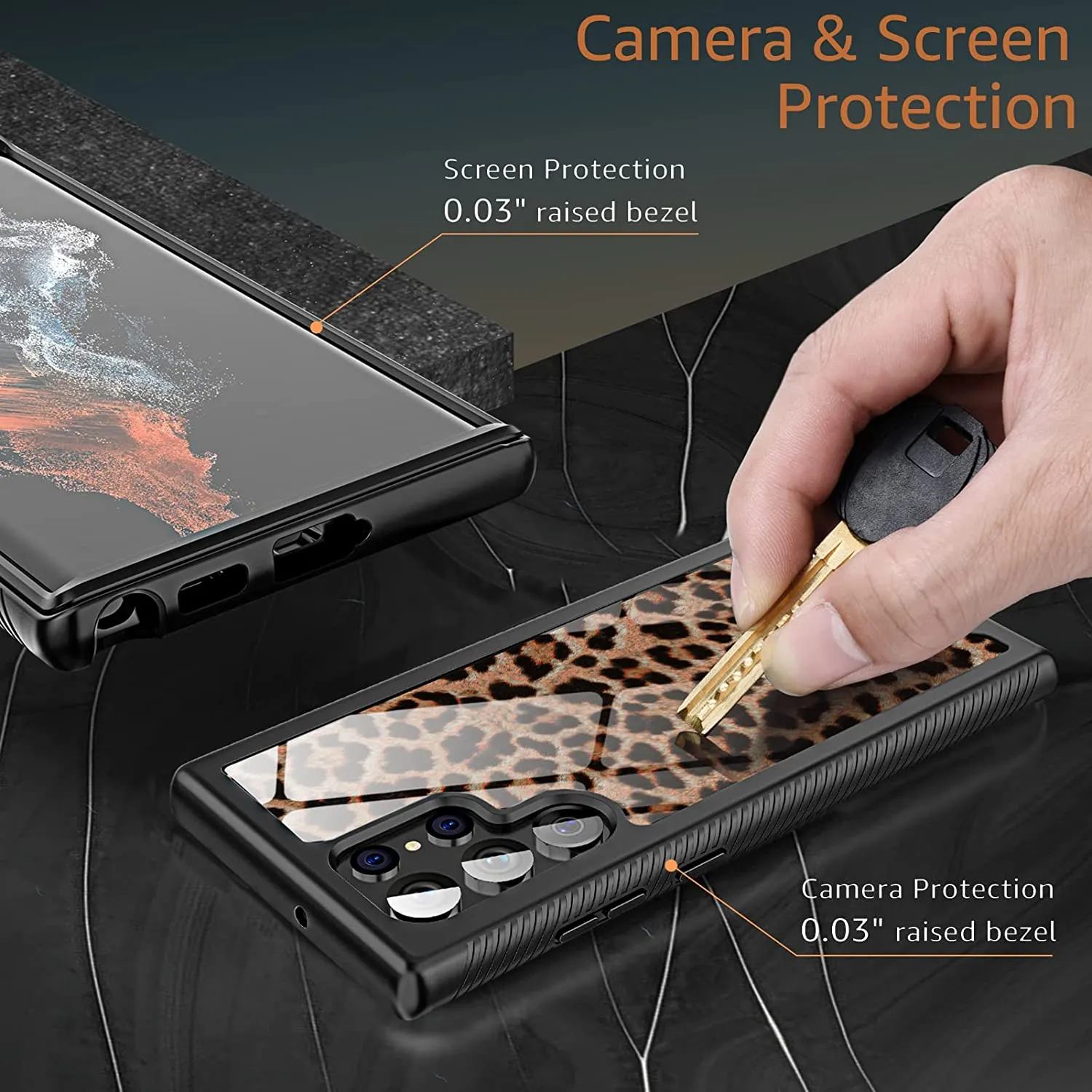 Galaxy S22 Ultra Leopard Print for Women Girls Dual Layer Protection  Case