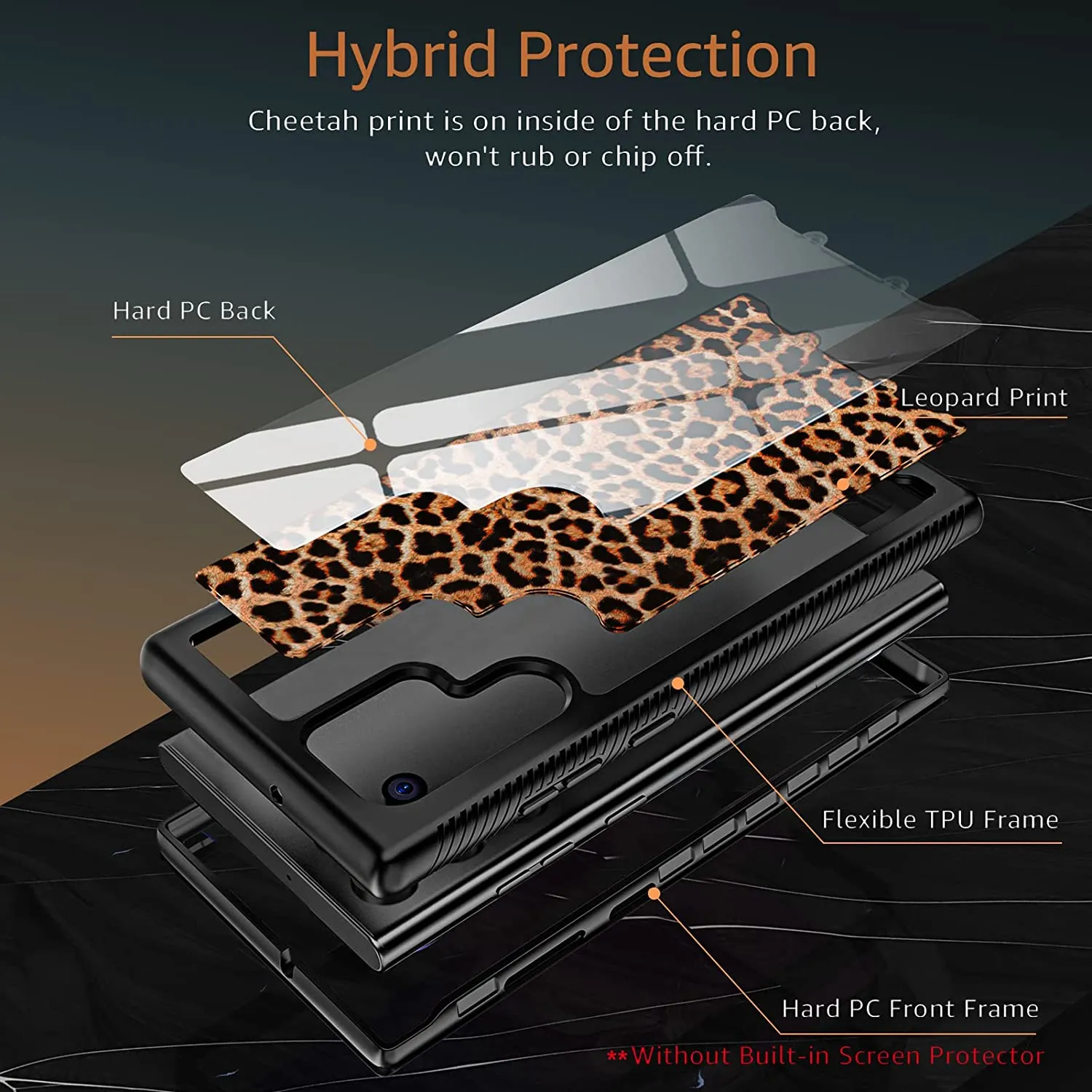 Galaxy S22 Ultra Leopard Print for Women Girls Dual Layer Protection  Case