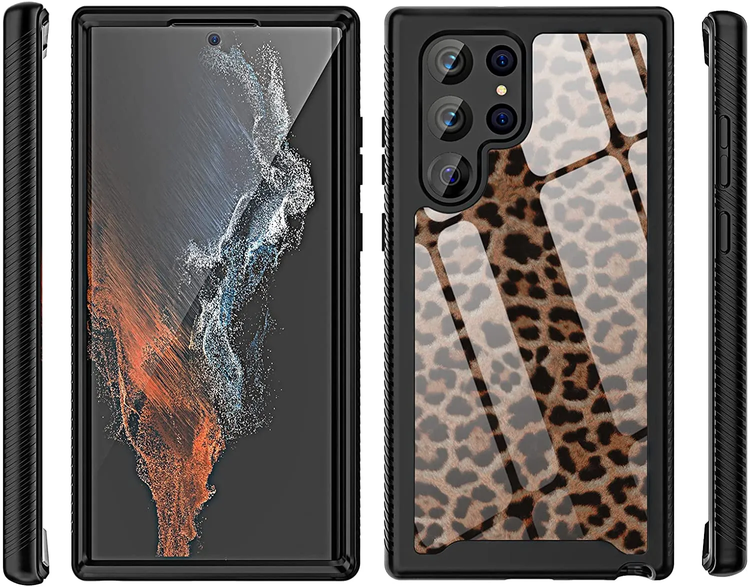 Galaxy S22 Ultra Leopard Print for Women Girls Dual Layer Protection  Case
