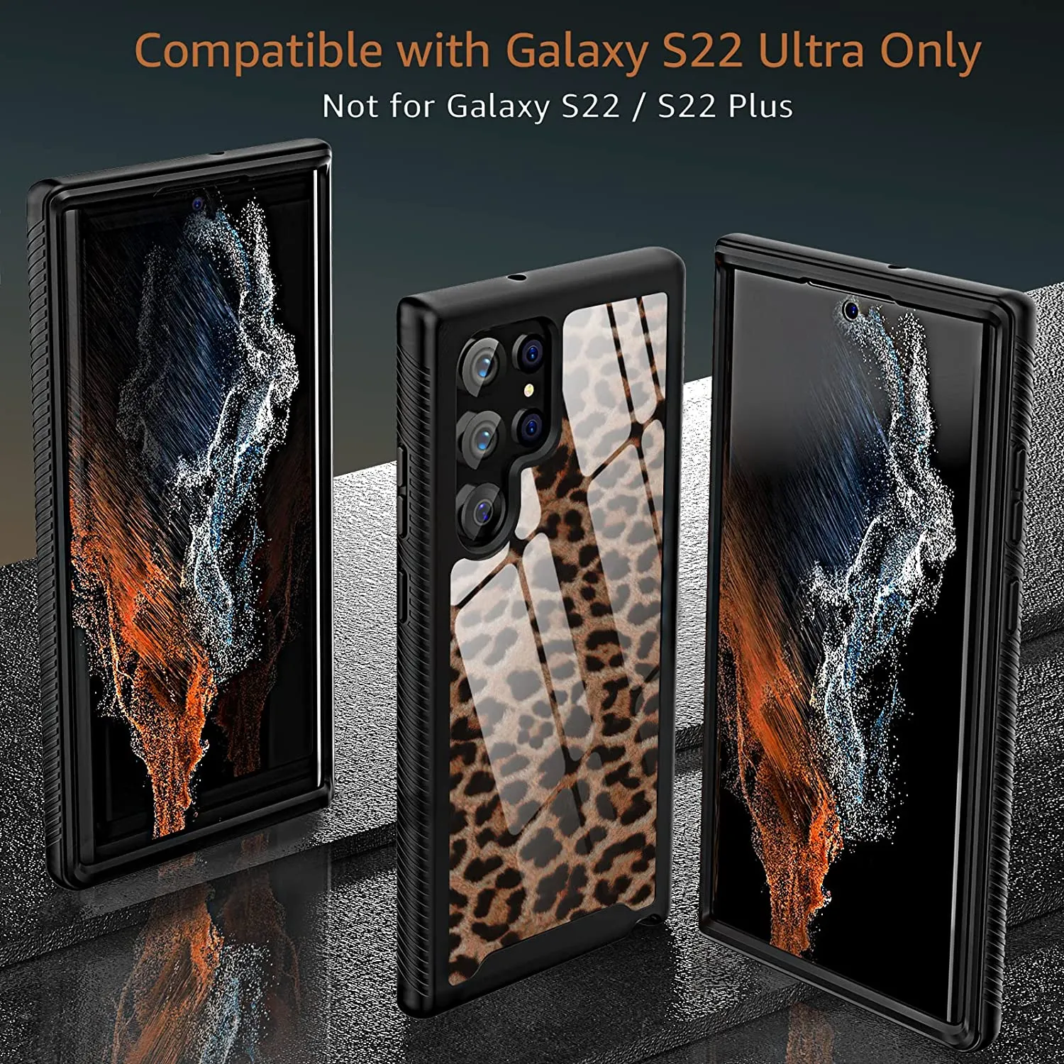 Galaxy S22 Ultra Leopard Print for Women Girls Dual Layer Protection  Case