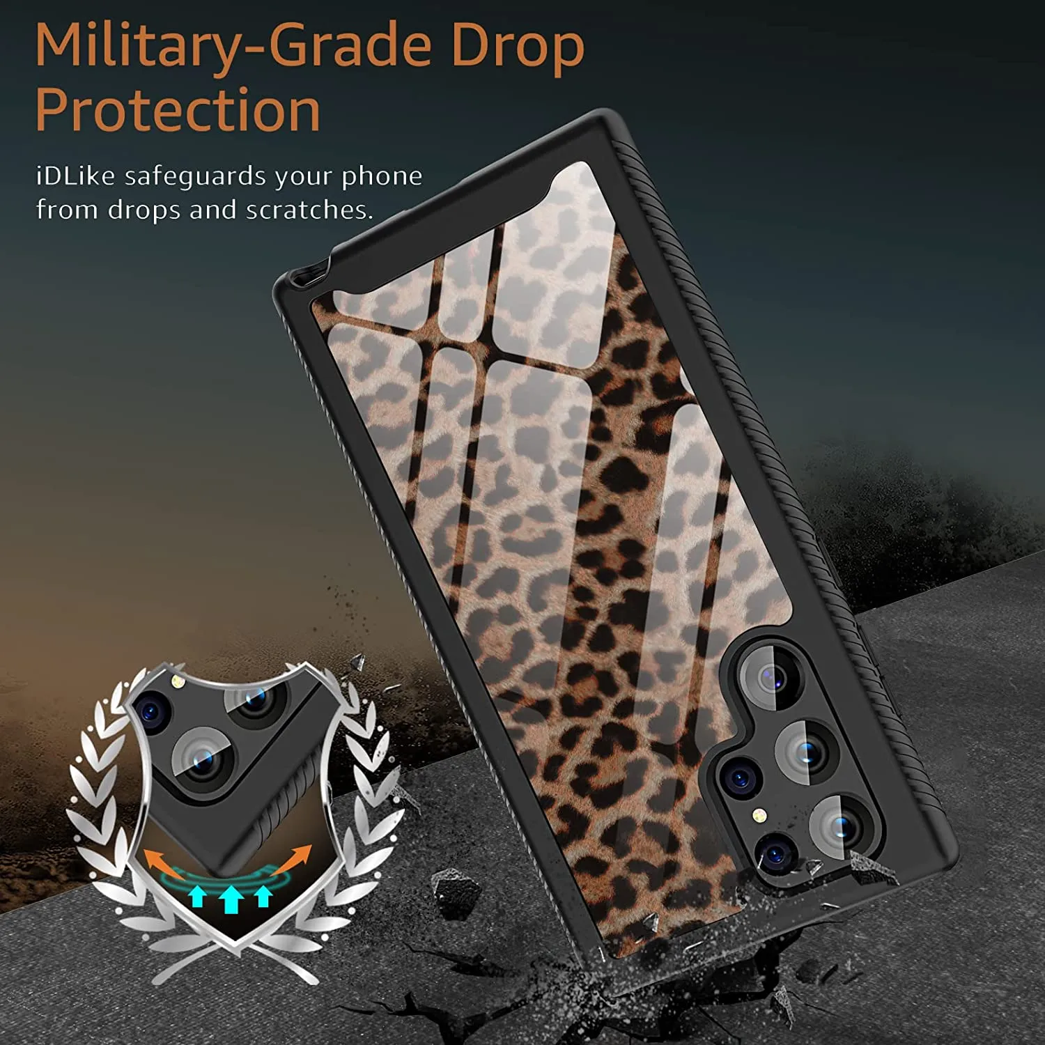 Galaxy S22 Ultra Leopard Print for Women Girls Dual Layer Protection  Case