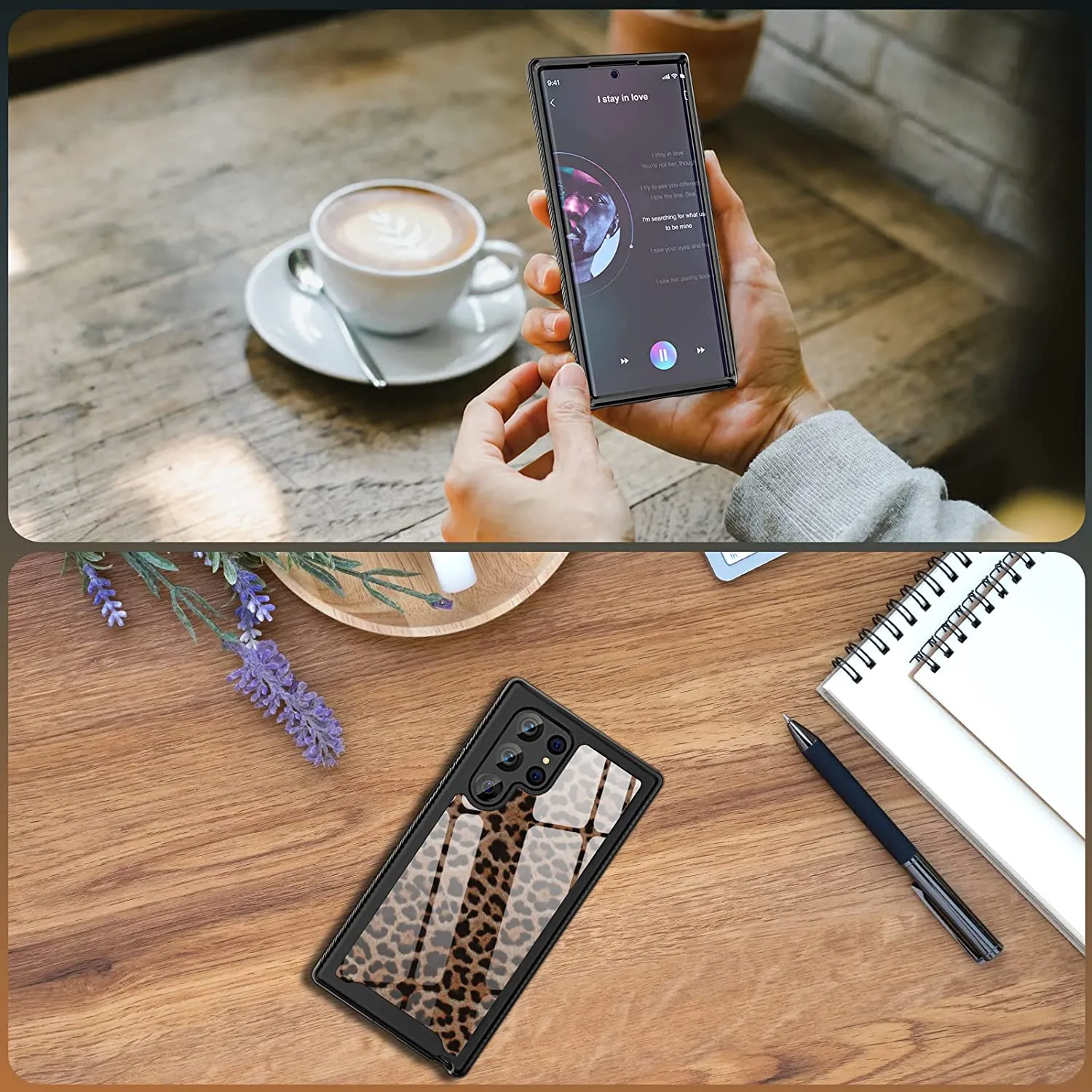 Galaxy S22 Ultra Leopard Print for Women Girls Dual Layer Protection  Case