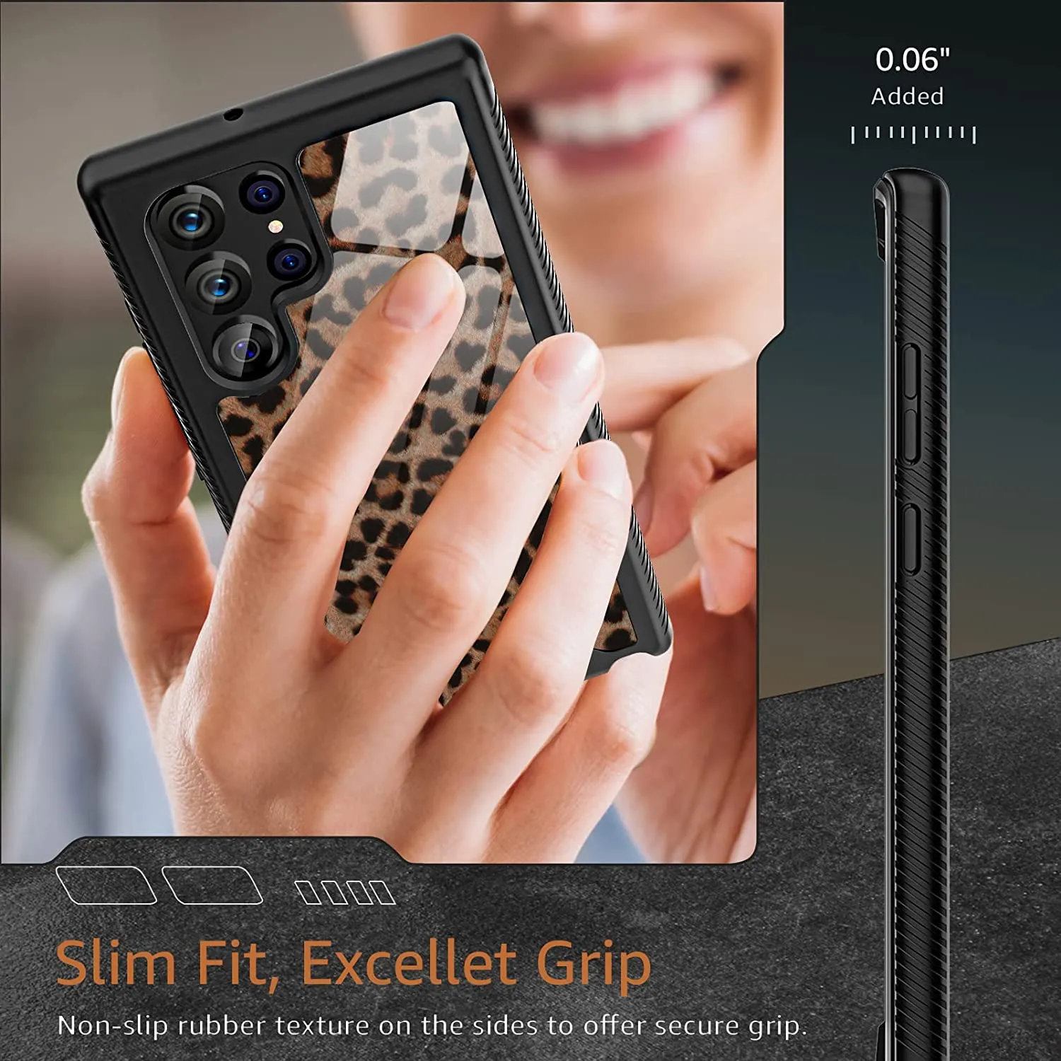 Galaxy S22 Ultra Leopard Print for Women Girls Dual Layer Protection  Case