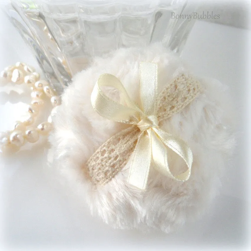 IVORY Lace Powder Puff - Mini 3 inch