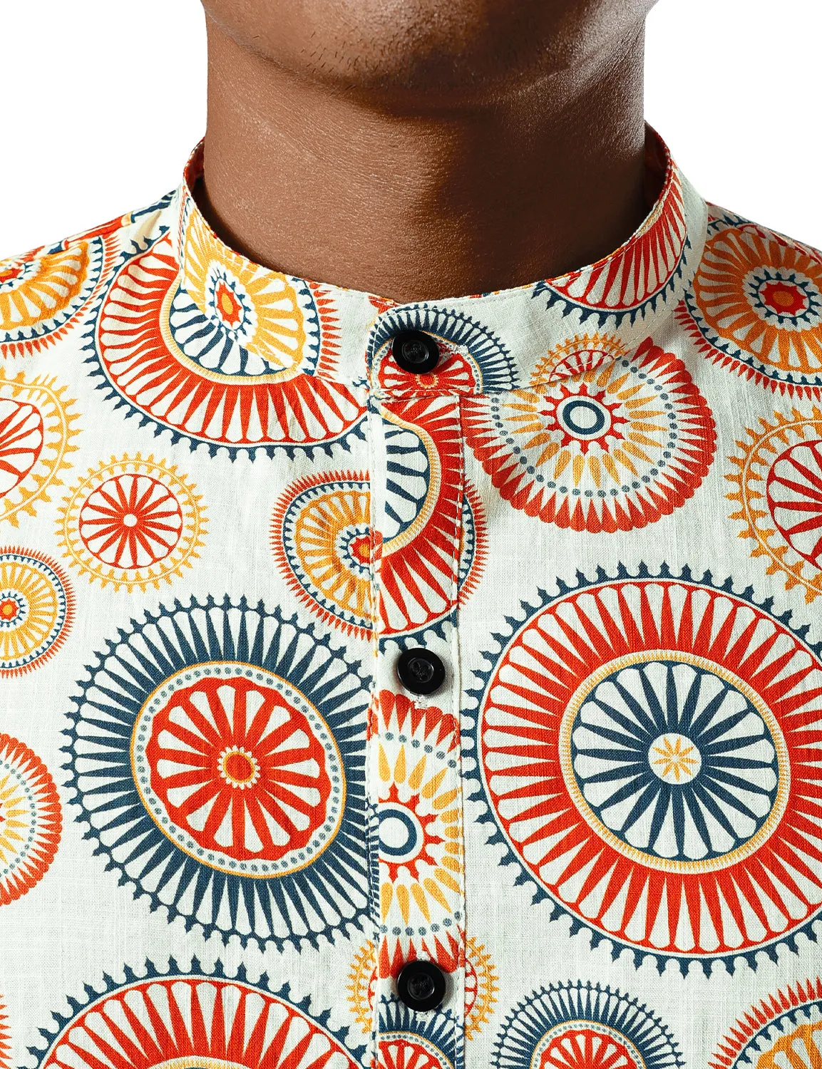 JOGAL Men's African Dashiki Print Henley Shirt Long Sleeve Casual Button Down Shirts