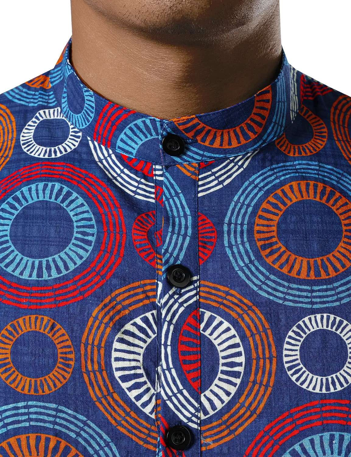 JOGAL Men's African Dashiki Print Henley Shirt Long Sleeve Casual Button Down Shirts