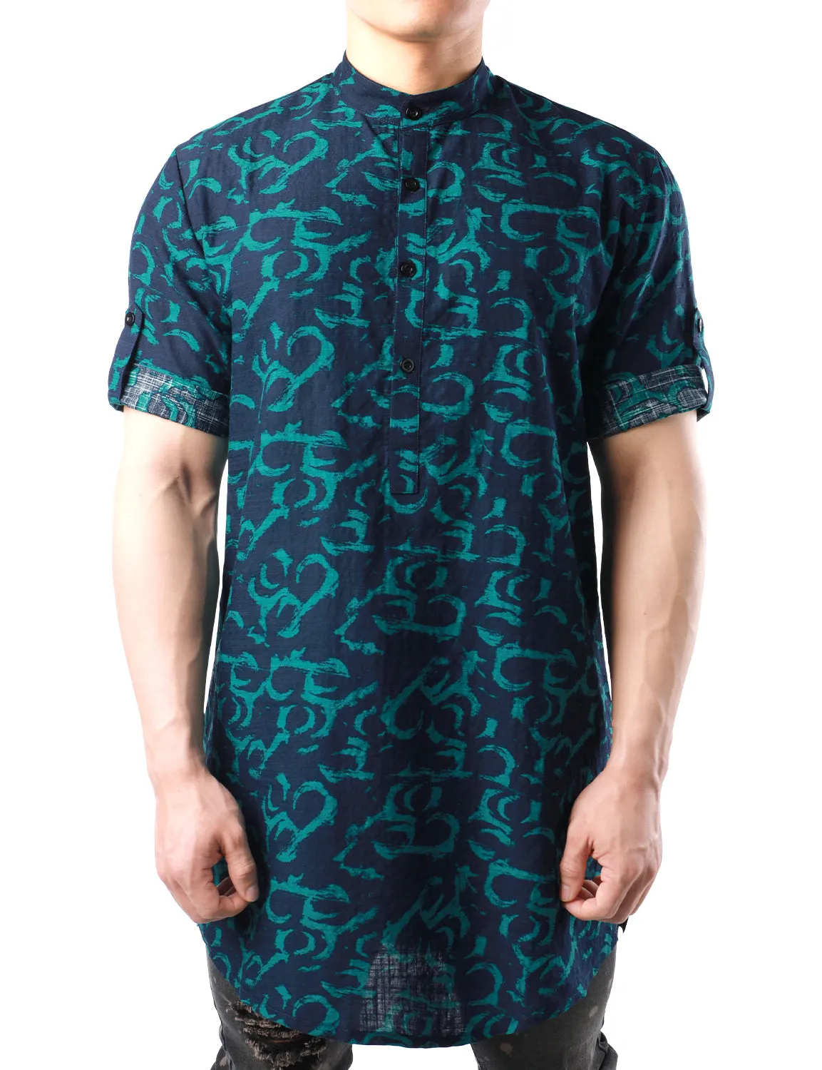 JOGAL Men's African Dashiki Print Henley Shirt Long Sleeve Casual Button Down Shirts
