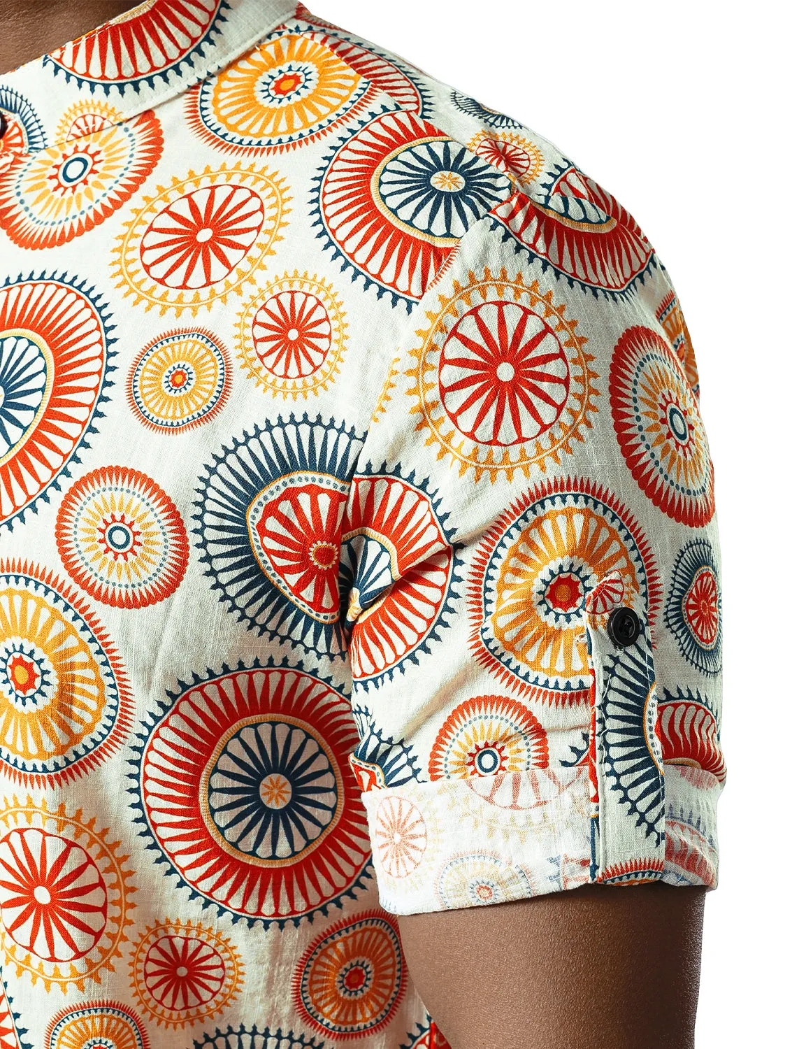 JOGAL Men's African Dashiki Print Henley Shirt Long Sleeve Casual Button Down Shirts