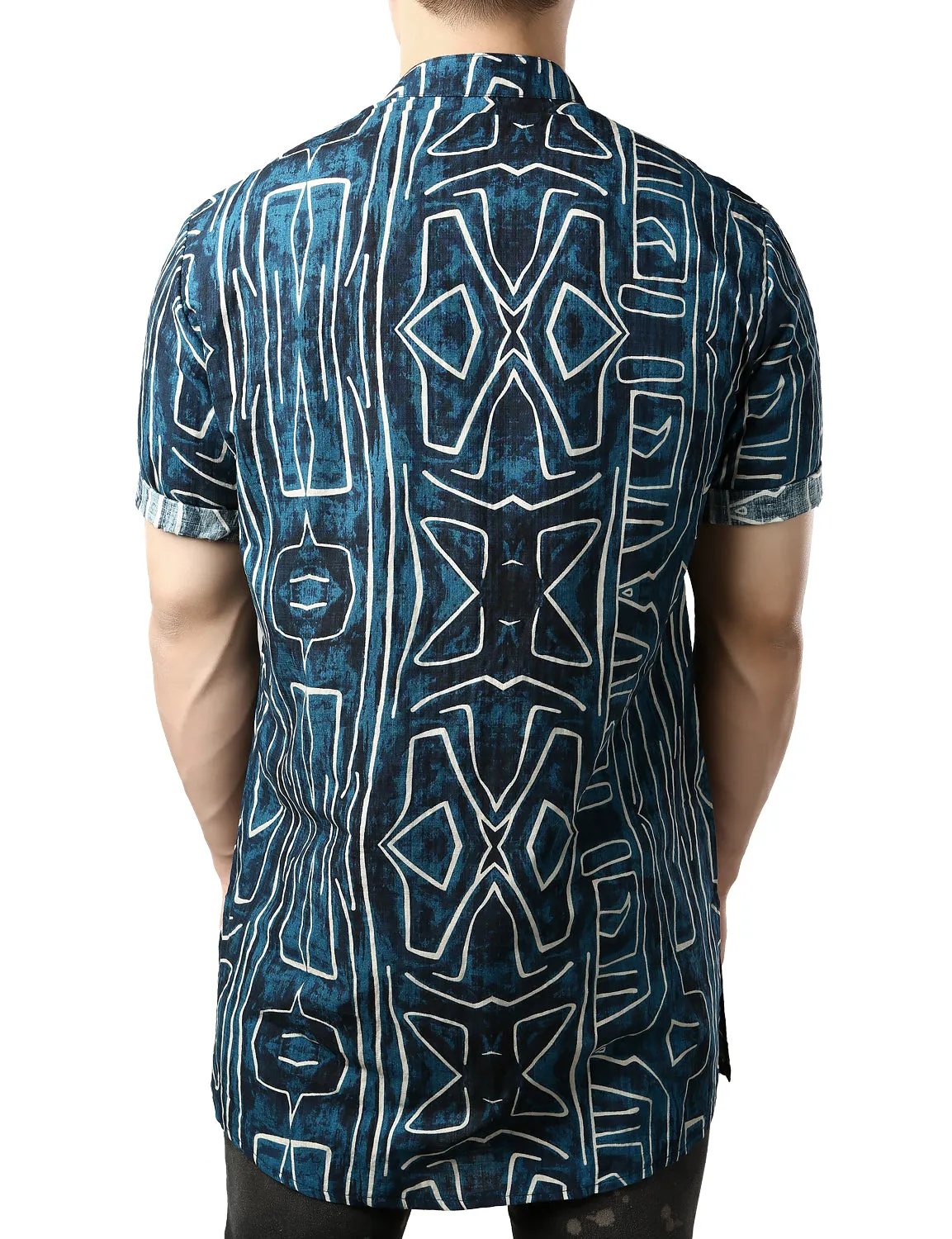 JOGAL Men's African Dashiki Print Henley Shirt Long Sleeve Casual Button Down Shirts