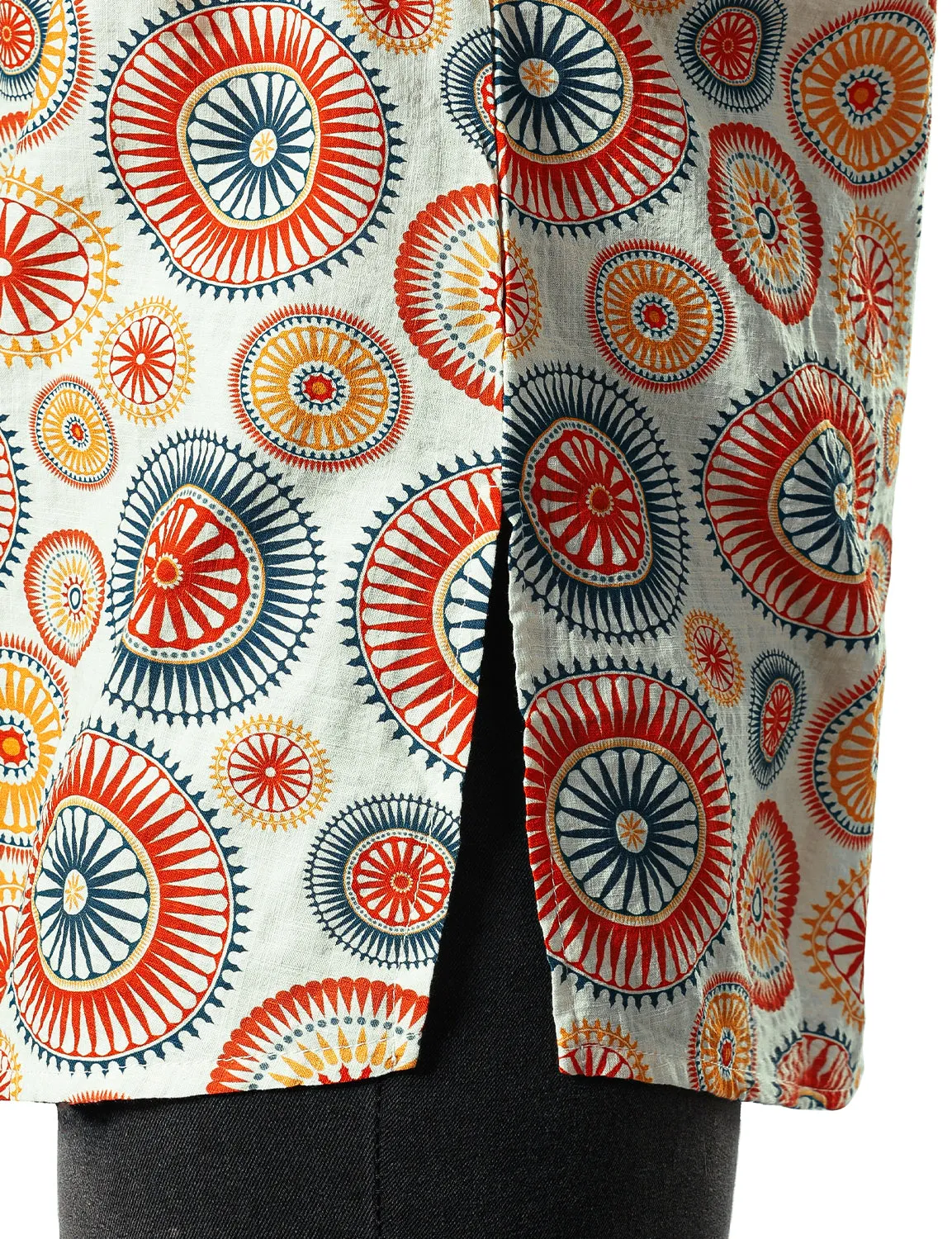JOGAL Men's African Dashiki Print Henley Shirt Long Sleeve Casual Button Down Shirts