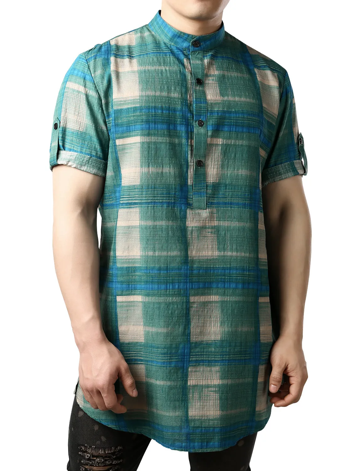 JOGAL Men's African Dashiki Print Henley Shirt Long Sleeve Casual Button Down Shirts