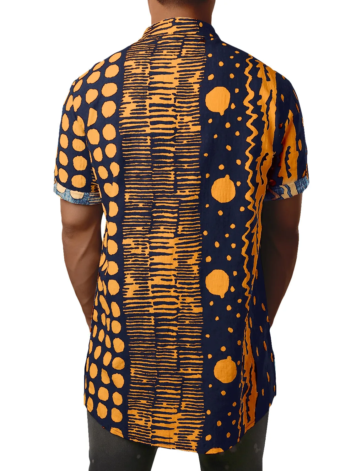 JOGAL Men's African Dashiki Print Henley Shirt Long Sleeve Casual Button Down Shirts