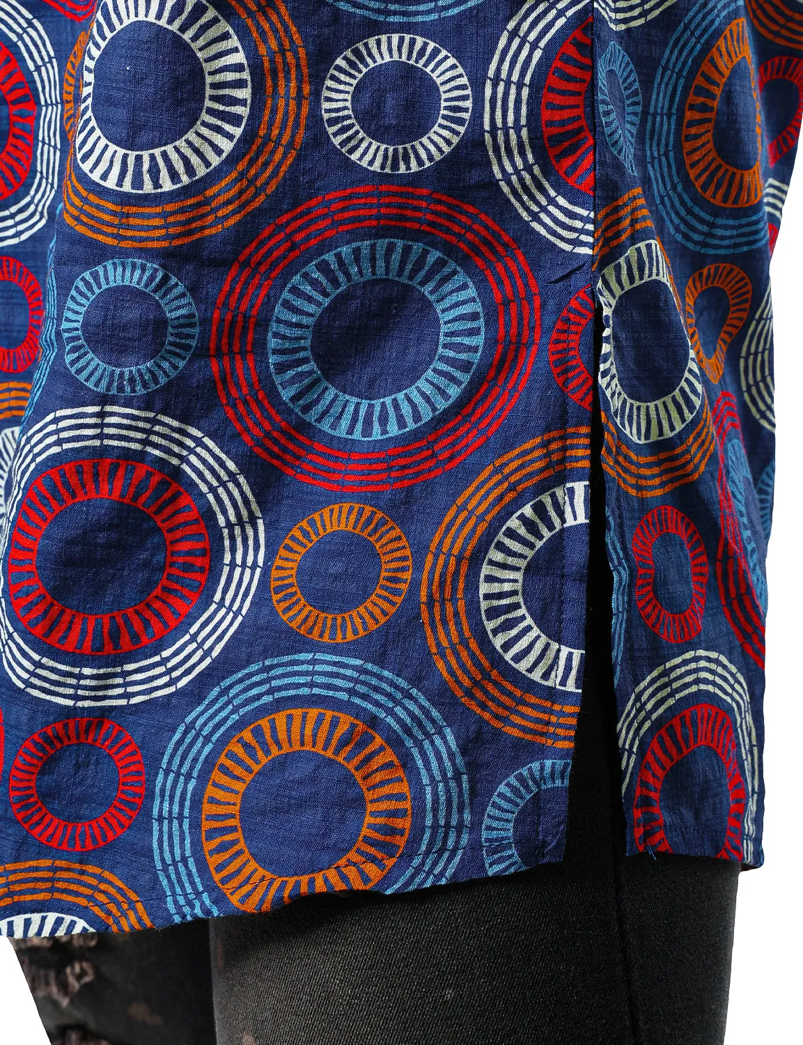 JOGAL Men's African Dashiki Print Henley Shirt Long Sleeve Casual Button Down Shirts