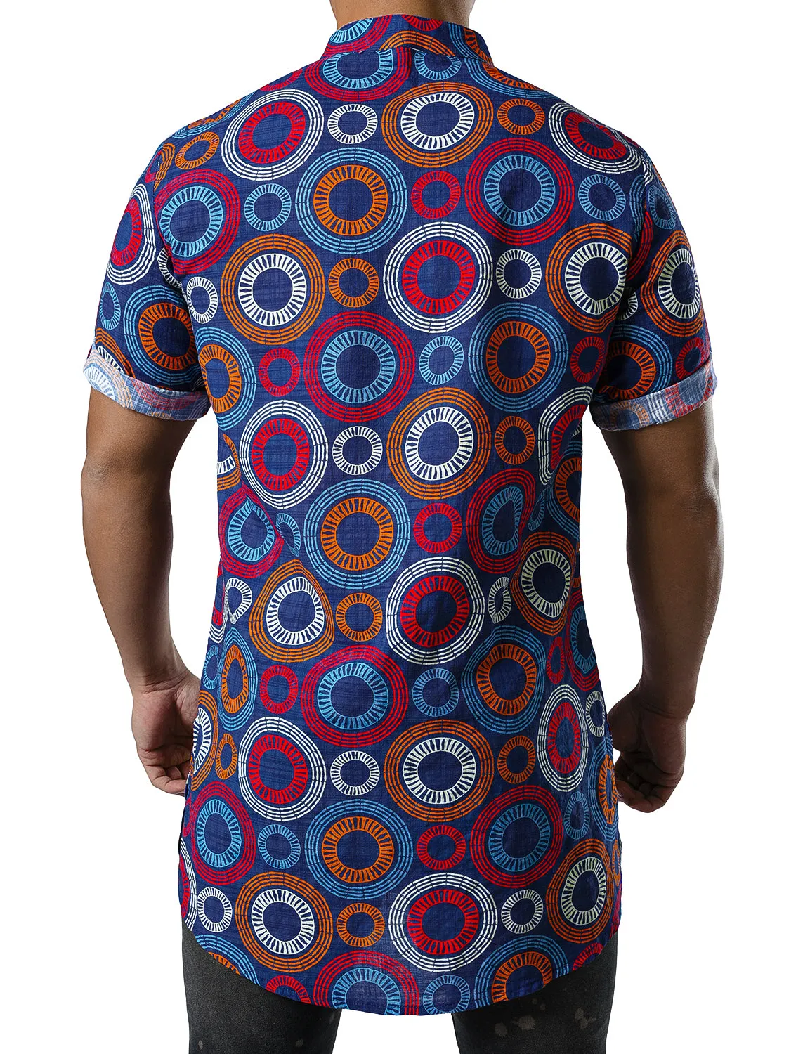 JOGAL Men's African Dashiki Print Henley Shirt Long Sleeve Casual Button Down Shirts