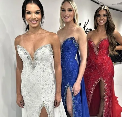 Johnathan Kayne 2734 Pageant Dress Cape Crystal metallic lace V neck Slit Formal Gown