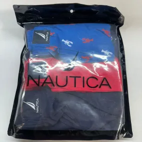 Nautica Men's 3-Pack Cotton Woven Boxers - Peacoat/Bright Red/Lobster, Size M (New).