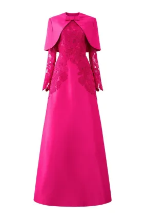 Nevaeh A-line Cape Shoulder Taffeta Floor Length Dress