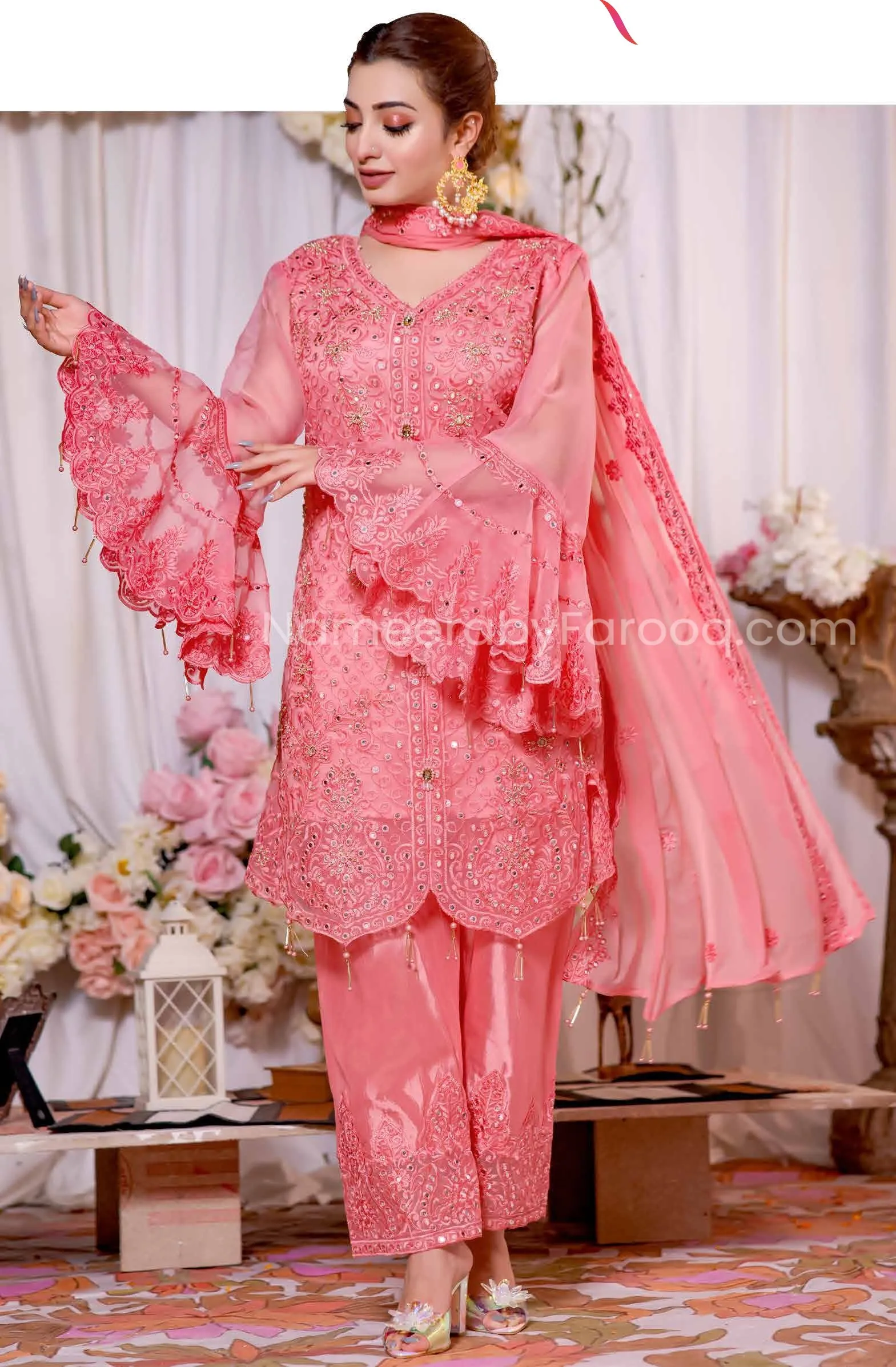 Party Wear Pakistani Pink Dress by Designer #PF244