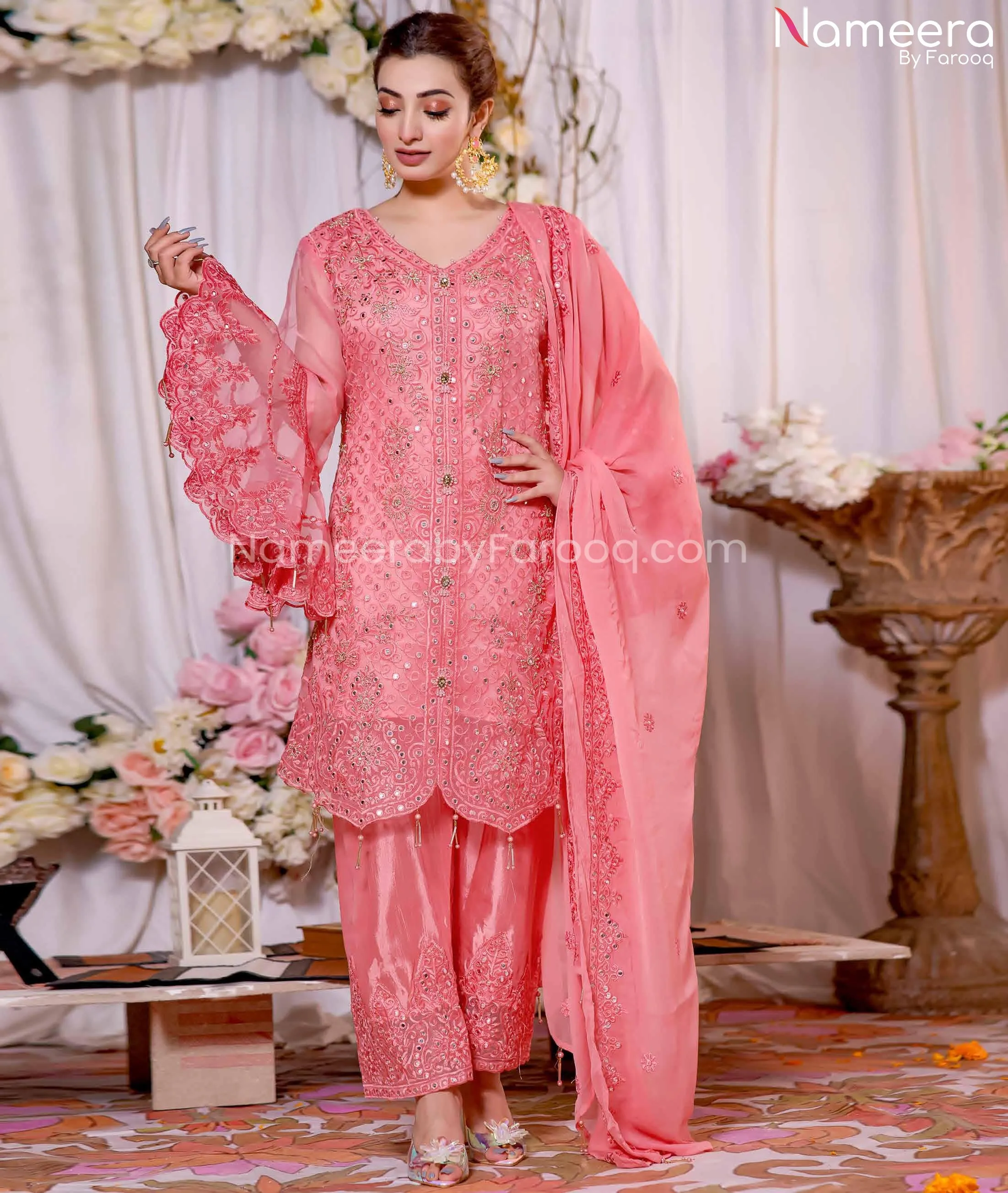 Party Wear Pakistani Pink Dress by Designer #PF244