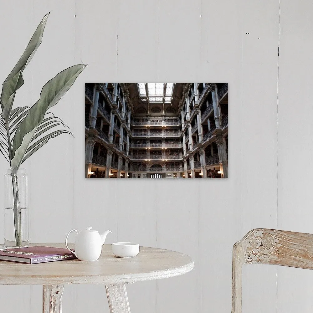 "Interiors of a library, Peabody Institute, Johns Hopkins University, Baltimor" Canvas Wall Art