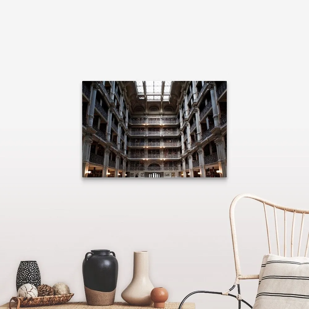 "Interiors of a library, Peabody Institute, Johns Hopkins University, Baltimor" Canvas Wall Art