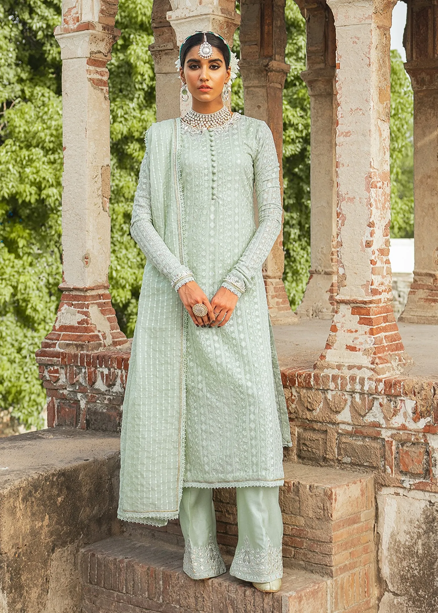 Shalwar Kameez Woman in Mint Green Shade 2021 #PF157