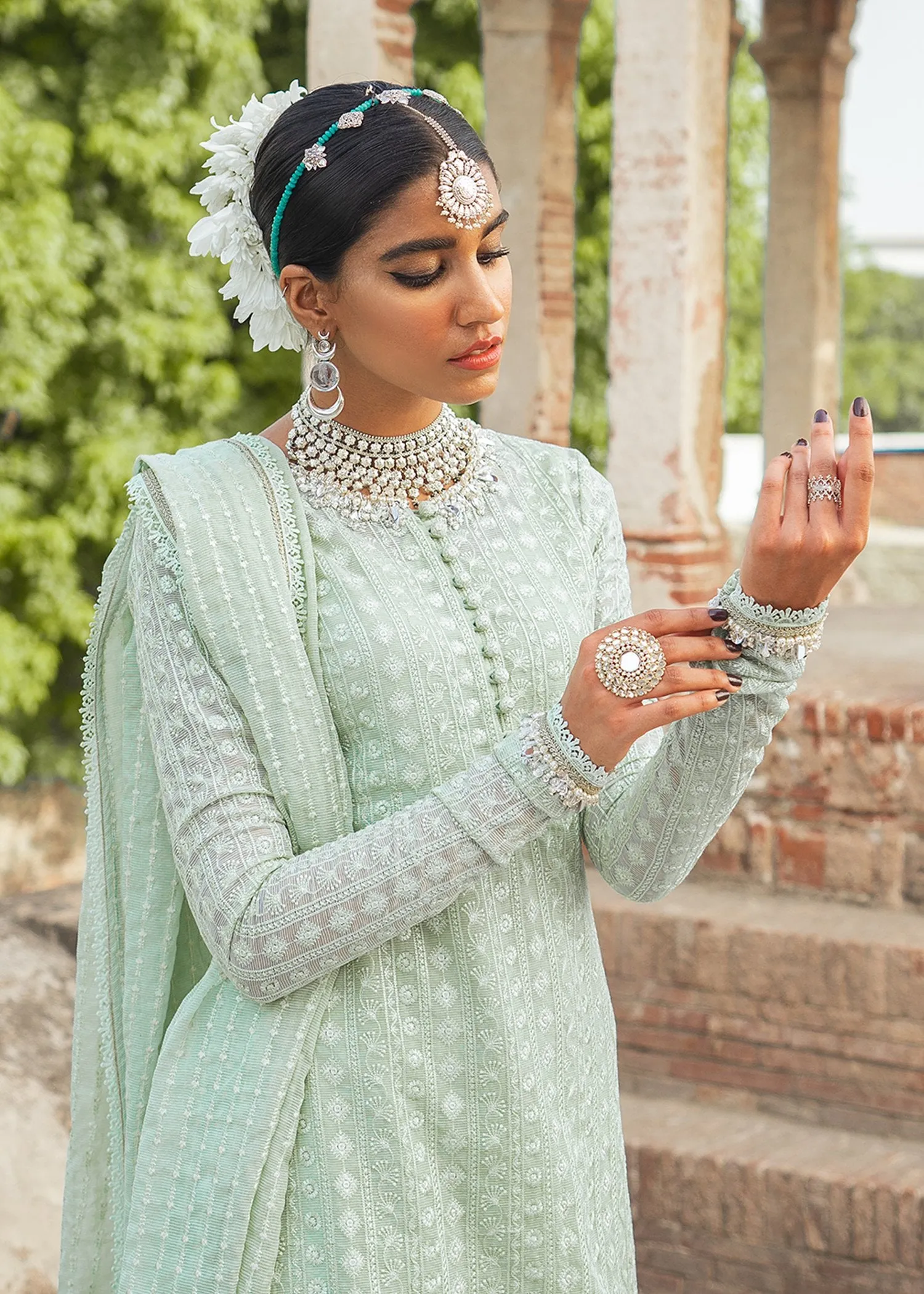 Shalwar Kameez Woman in Mint Green Shade 2021 #PF157