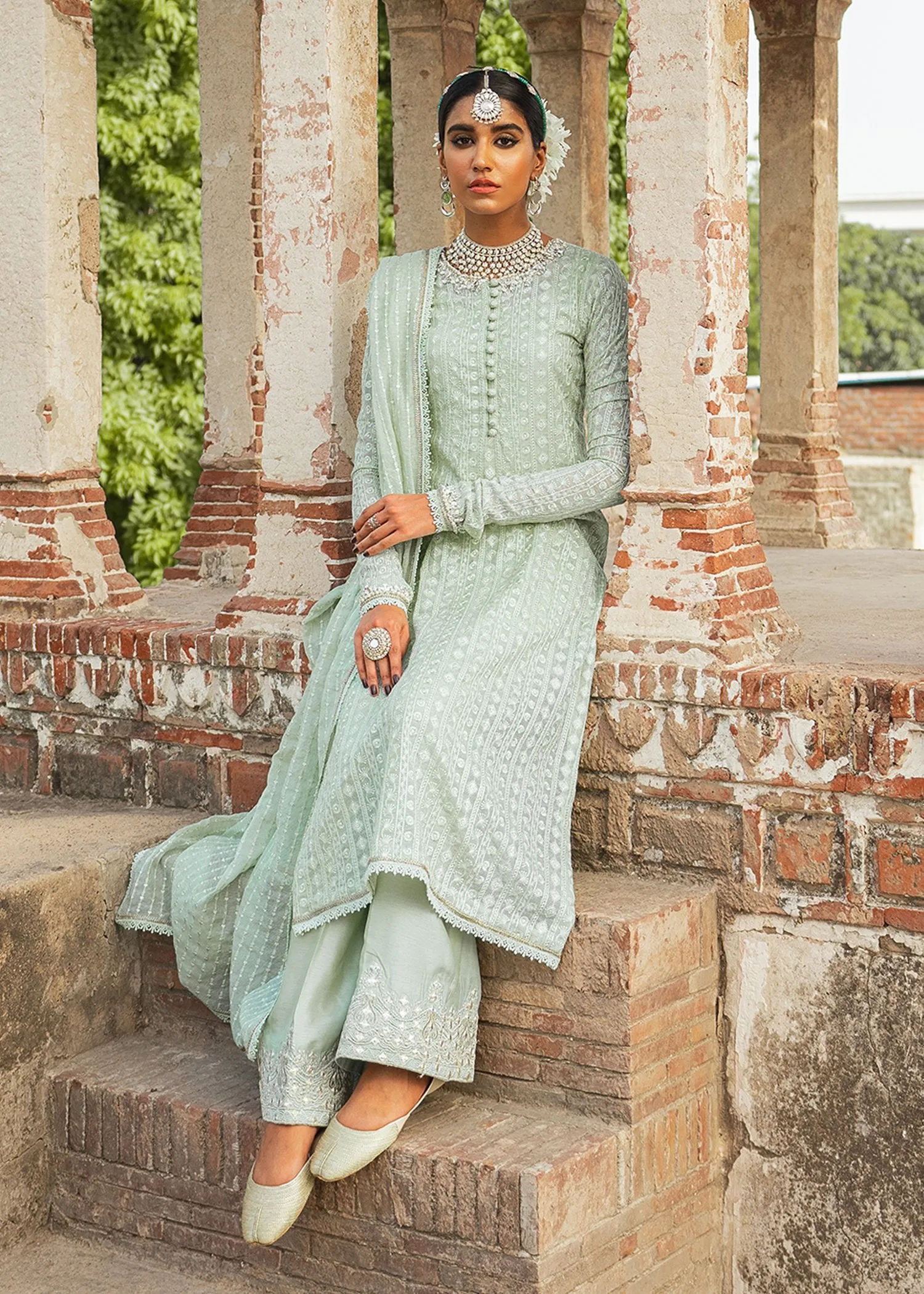 Shalwar Kameez Woman in Mint Green Shade 2021 #PF157