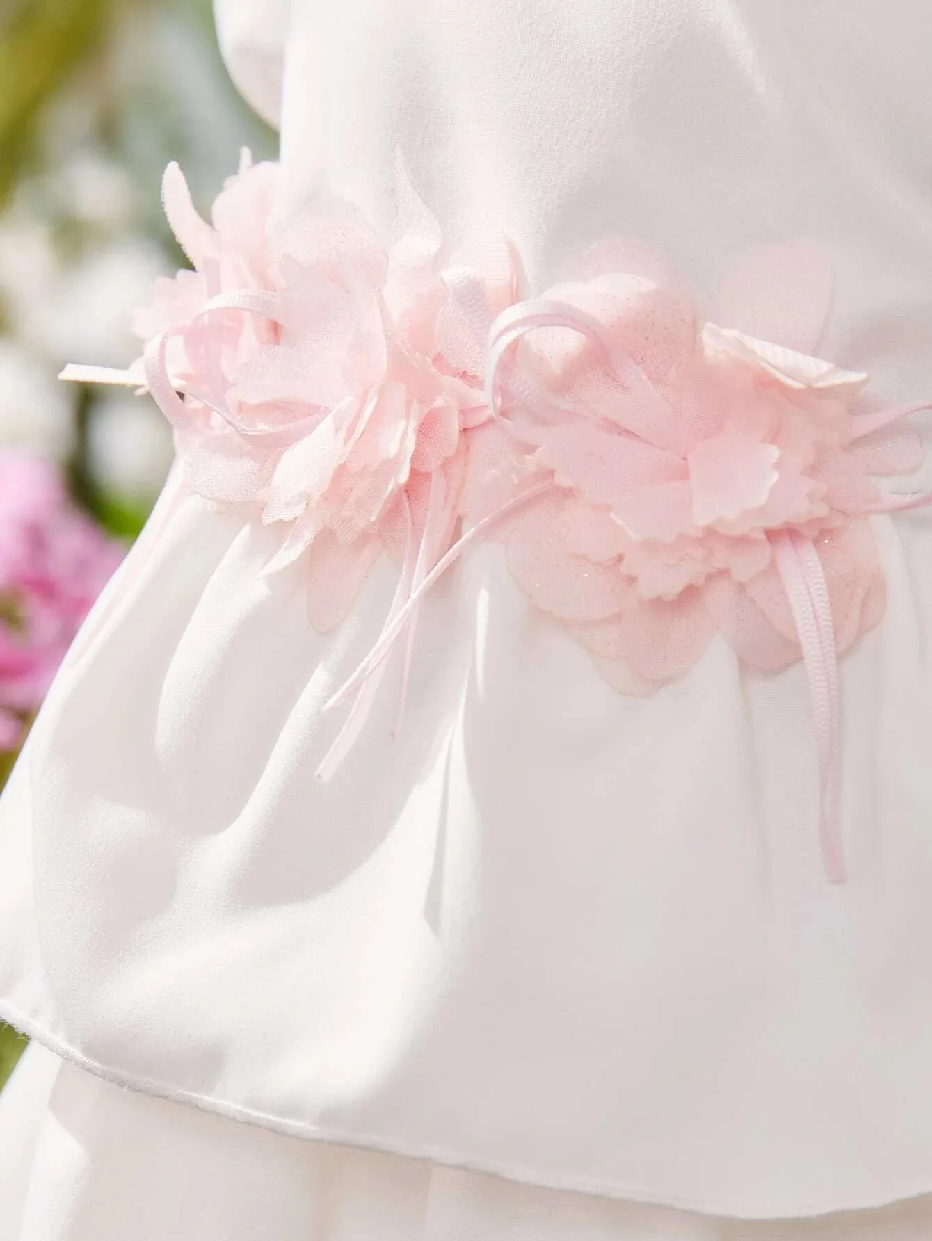 SHEIN Baby Appliques Puff Sleeve Layer Hem Dress