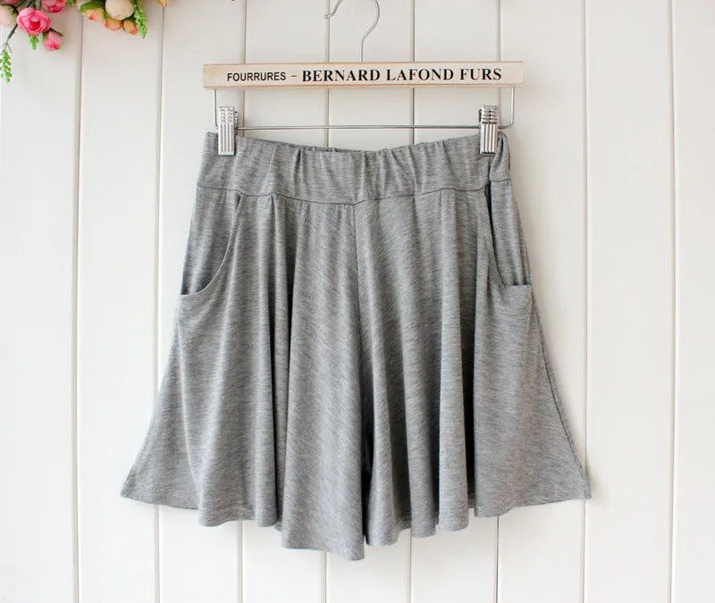 Summer Modal Korean Plus Size Loose Wide Leg Pants Pocket Casual Women Beach Shorts Culottes