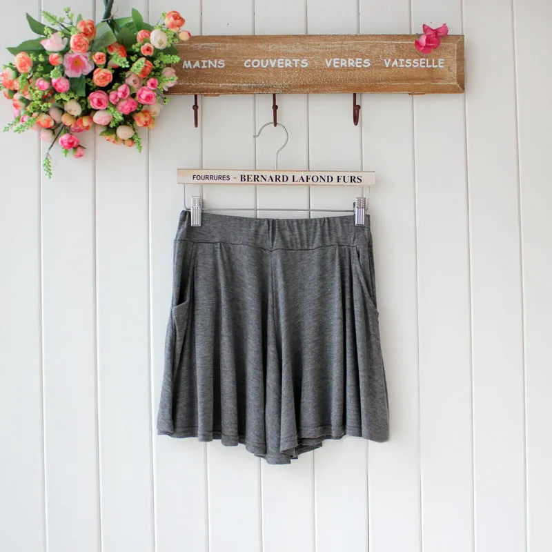 Summer Modal Korean Plus Size Loose Wide Leg Pants Pocket Casual Women Beach Shorts Culottes