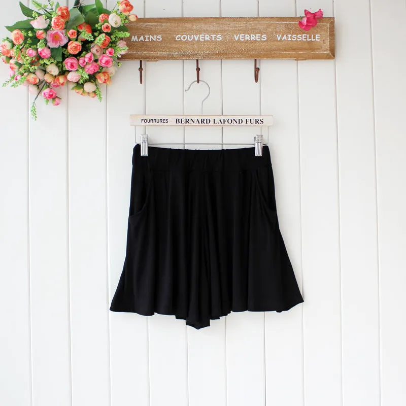 Summer Modal Korean Plus Size Loose Wide Leg Pants Pocket Casual Women Beach Shorts Culottes