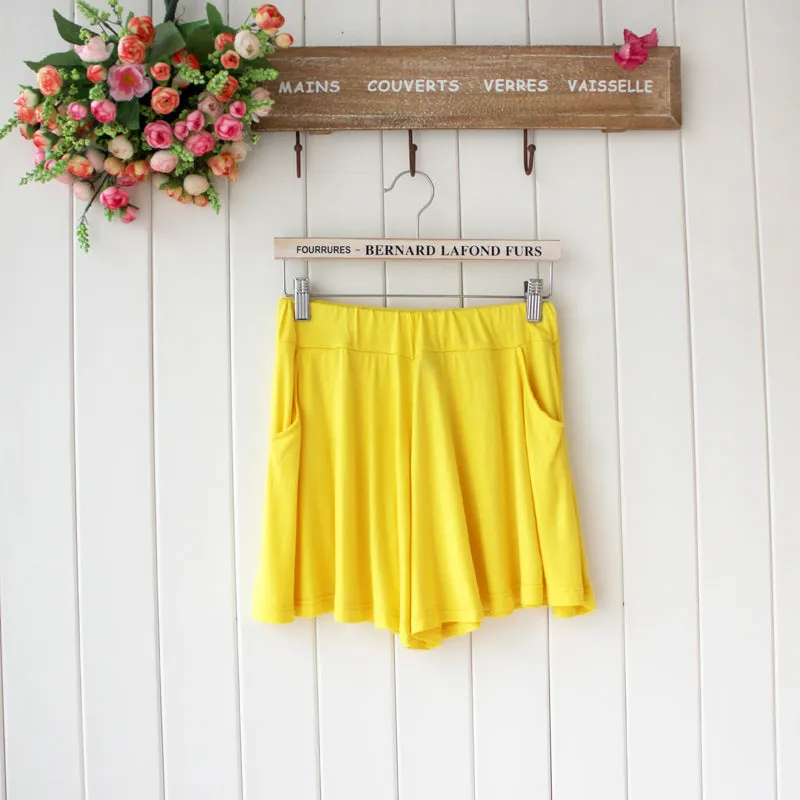 Summer Modal Korean Plus Size Loose Wide Leg Pants Pocket Casual Women Beach Shorts Culottes