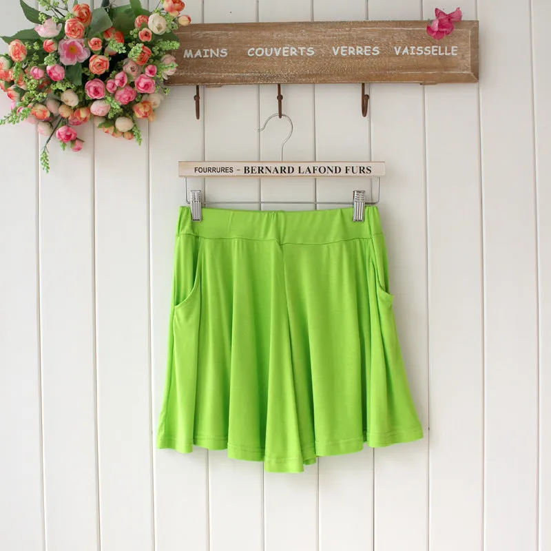 Summer Modal Korean Plus Size Loose Wide Leg Pants Pocket Casual Women Beach Shorts Culottes