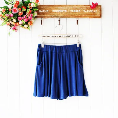 Summer Modal Korean Plus Size Loose Wide Leg Pants Pocket Casual Women Beach Shorts Culottes