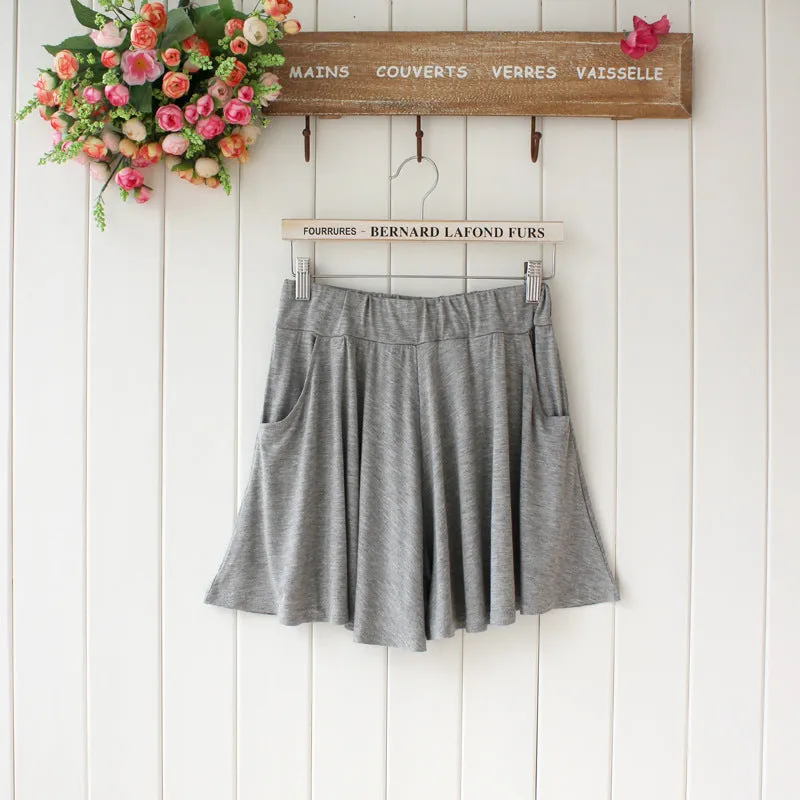 Summer Modal Korean Plus Size Loose Wide Leg Pants Pocket Casual Women Beach Shorts Culottes