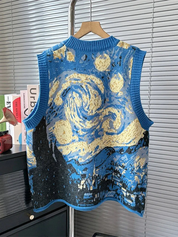 Van Gogh's Starry Night and Sunflowers Sweater Vests