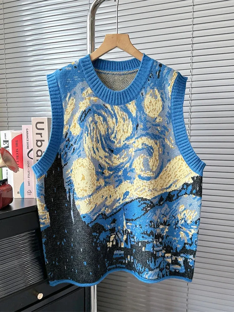 Van Gogh's Starry Night and Sunflowers Sweater Vests