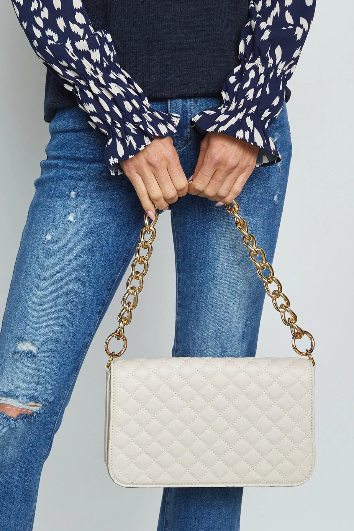 Vegan Quilted Flap Clutch