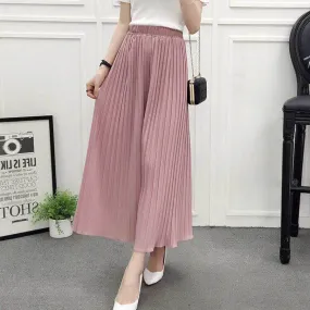 Wide Leg Women Summer Chiffon Ankle-Length High Waist Drape Loose Culottes Trendy Plus Size Slim-Look Pants
