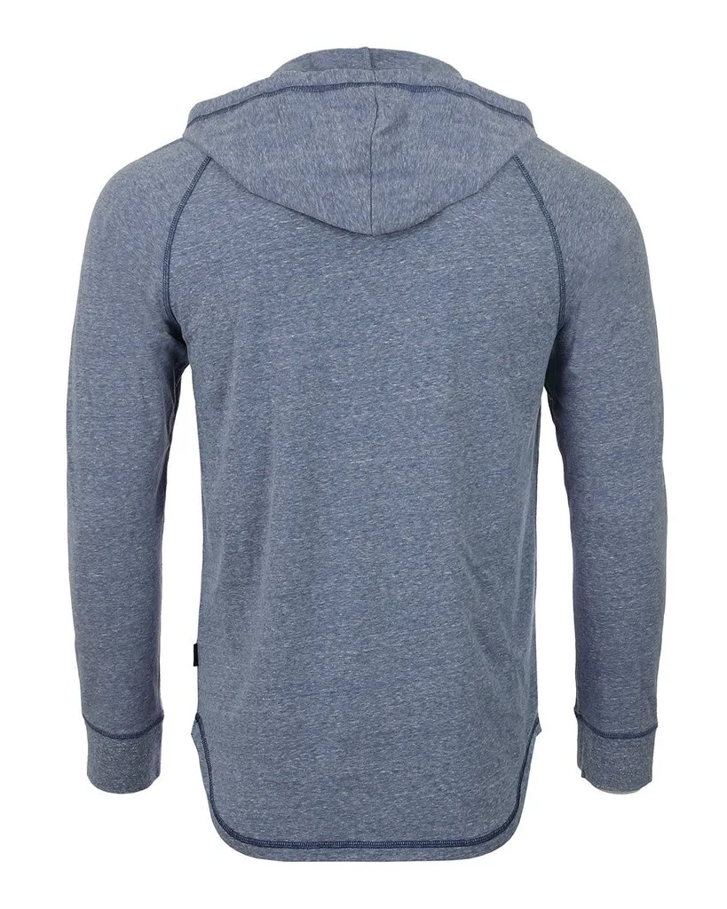 ZIMEGO Men's Long Sleeve Henley Raglan Hoodie With Kangaroo Pocket
